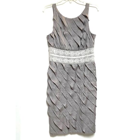 London Times Sleeveless Layered Shift Dress, *READ LOOSE HEM*, Size 12P - Picture 2 of 11